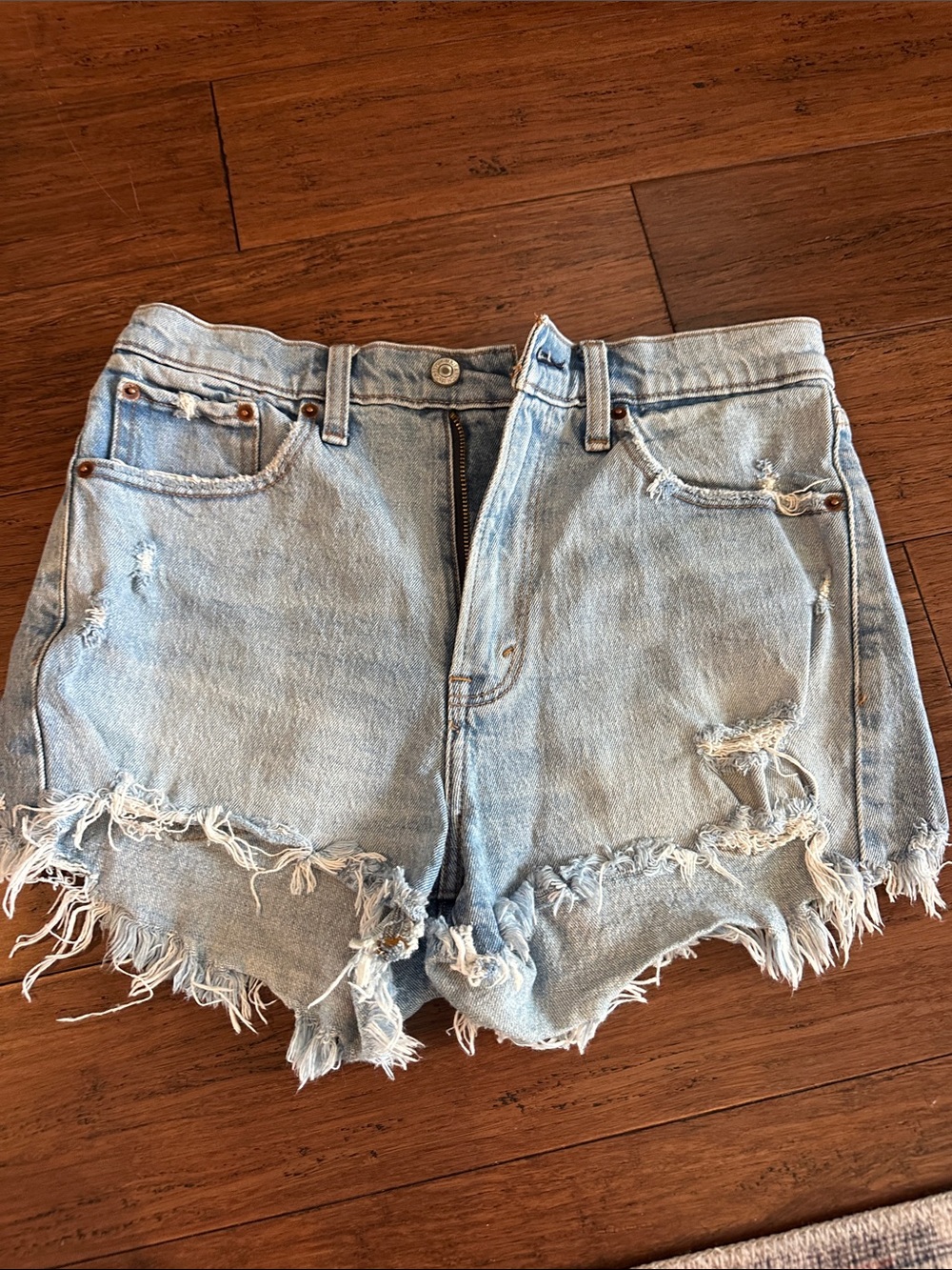 Abercrombie & Fitch Light Blue Distressed Denim Cutoff Shorts